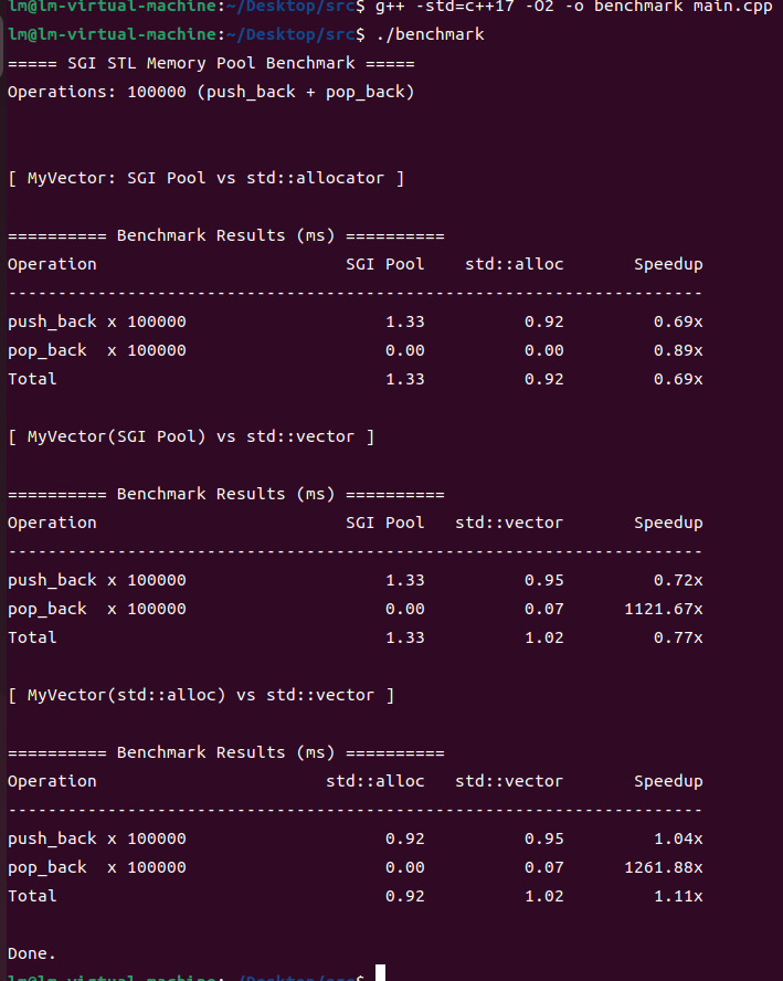 SGI STL 内存池分配器 - 双环境 Benchmark